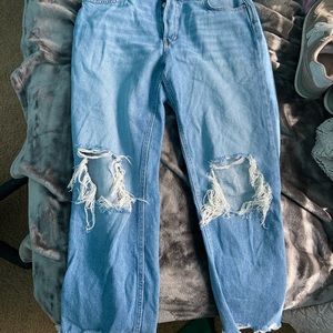 Free People Wide Legged Ripped Jeans-Size 29